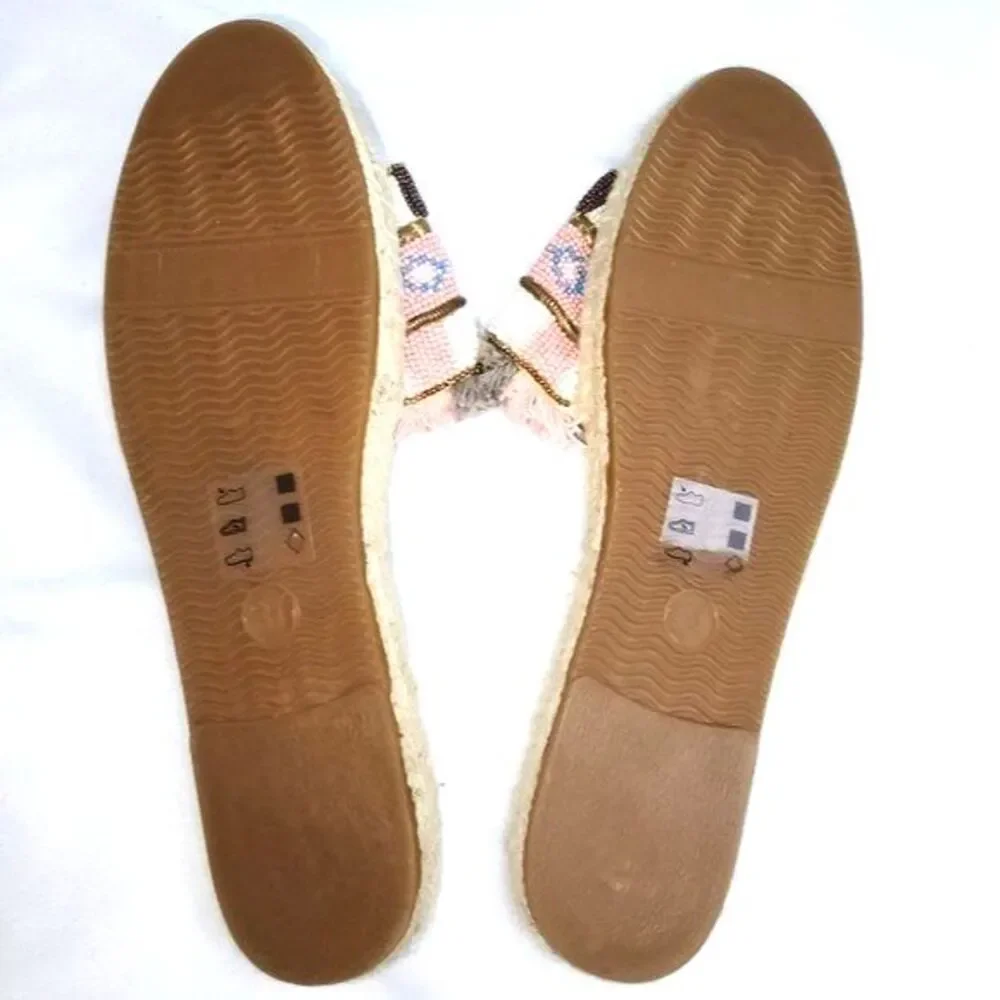 Z&L Pink‎ Beaded Espadrilles Slides Sandals Size EU 37/US 6